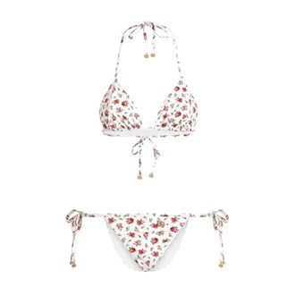 Dolce & Gabbana Bikinis, female, White, Size: M Tie-Fastening Triangle Top and Side-Tie Briefs