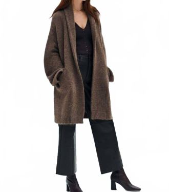 White + Warren Plush Alpaca Blend Luxe Coatigan In Mushroom