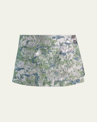 Alice & Olivia Somers Metallic Jacquard Mini Skort