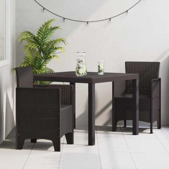 vidaXL Conjunto De Comedor De Jard&iacute;n 3 Pcs Marr&oacute;n Ratan Polt Vidaxl