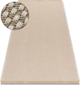 RugsX Rugsx - Alfombra Jute 3731 Crema / Beige - Yute, Tejido Plano, Flecos Beige 140x190 Cm