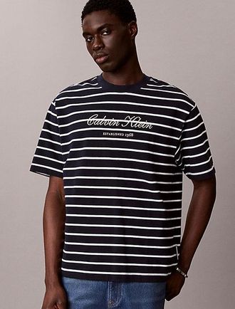 Calvin Klein Camiseta Holgada De Piqu&eacute; De Algod&oacute;n A Rayas