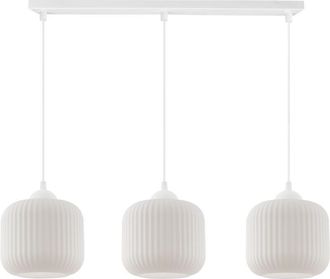 OEM L&aacute;mpara Colgante Riffle Blanca 3 Pantallas Cilindricas Planas Blancas E27