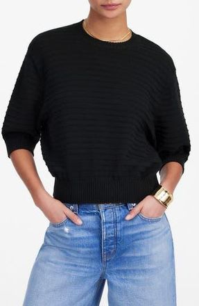 Madewell Textural Stitch Cotton Sweater in Black at Nordstrom Rack, Size Xx-Large