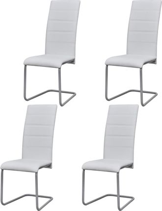 vidaXL Vidaxl - Sillas De Comedor Voladizas 4 Unidades De Tela Blanca