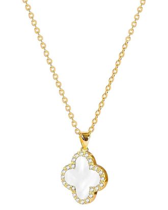 Liv Oliver 18K Plated Pearl Cz Motif Drop Necklace
