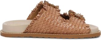 Coral Blue Sandaal met juweelgesp - Dames - Sandalen - Bruin - 37 EU - Leer - Schoenen