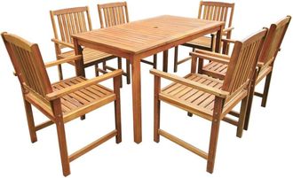 vidaXL Set De Comedor De Jard&iacute;n 7 Piezas Madera Maciza De Acacia Vidaxl