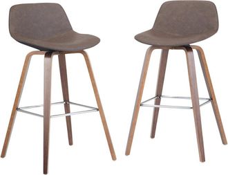 Simpli Home Set Of 2 Randolph Mid Century Modern 28In Bentwood Counter/ Bar Height Stools