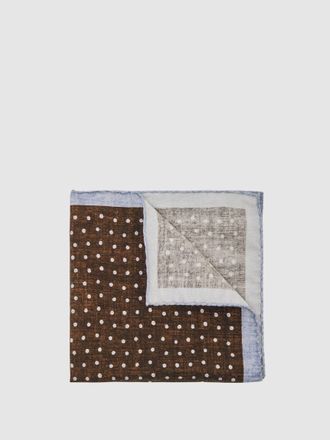 Reiss Chocolate Brown Wool-cotton Polka-dot Pocket Square