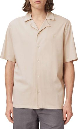 AllSaints Hudson Camp Shirt in Birch White at Nordstrom, Size Xx-Large