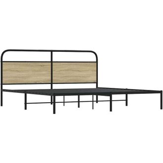 vidaXL Estructura De Cama Sin Colch&oacute;n Metal Roble Sonoma 193x203 Cm Vidaxl
