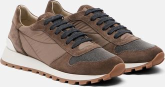 Brunello Cucinelli Monili suede-trimmed sneakers