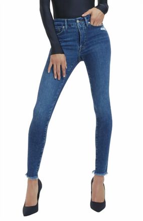 Good American Raw Hem Skinny Legs Jeans In Indigo