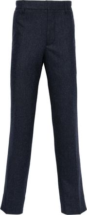 J.Lindeberg Blauwe Twill Cash Flanel Casual Broek - Heren - Slim Fit Broeken - Blauw - XL - Wol - Broeken