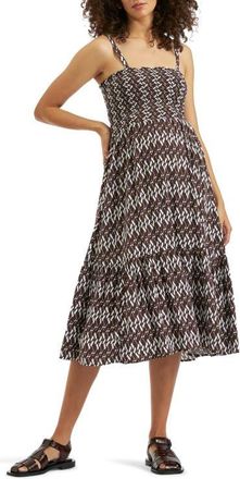 Ripe Grace Shirred Dress in Chocolate White at Nordstrom, Size X-Small