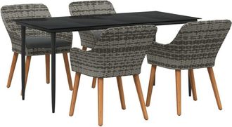 vidaXL Garden Dining Set with Cushion 5 pcs Grey Poly Rattan vidaXL