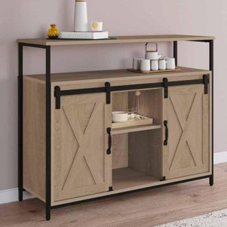 IDMarket Quebec Dise&ntilde;o Industrial 2 Puertas Correderas Granero Aparador 100 Cm