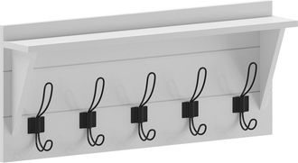 Flash Furniture Rustic 24 Wall Mount Storage Shelf with 5 Hanging Hooks