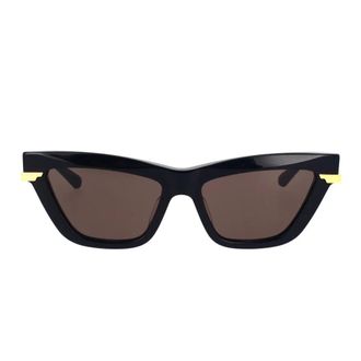 Bottega Veneta Sunglasses, female, Black, 54 MM, Cat-eye sunglasses with gold metal