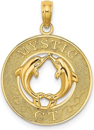 Diamond2Deal 14k Yellow Gold MYSTIC CT Dolphins Charm Pendant