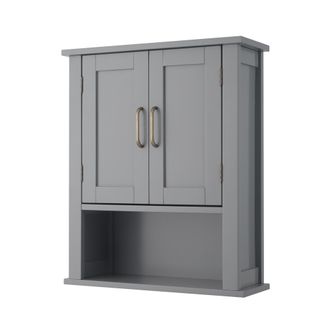 Teamson Home Teamson Home - Elegante Gabinete De Almacenamiento De Medicina De Pared De Muebles De Ba&ntilde;o De Madera Mercer De Moda Para El Hogar Con Estante Abierto 