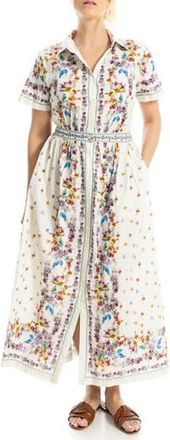 Max Studio Printed Maxi Shirtdress in Cream/Purple at Nordstrom Rack, Size X-Small