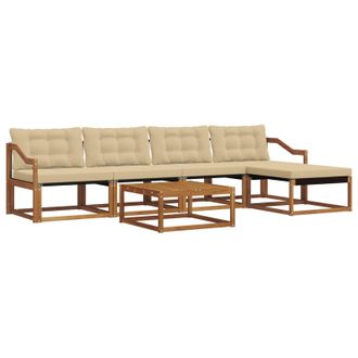 vidaXL Conjunto De Sof&aacute;s De Exterior Con Coj&iacute;n 6 Pcs Natural Y Beige Vidaxl