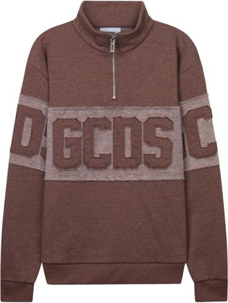 GCDS Half-zip Sweatshirt - Heren - Sweatshirts - Bruin - M - Hoodies & sweatvesten