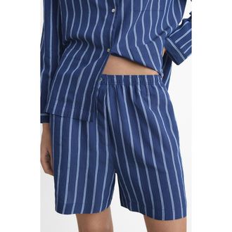Mango Stripe Pajama Shorts in Indigo Blue at Nordstrom, Size Medium