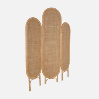 Sweeek Biombo plegable interior de ratán y rejilla