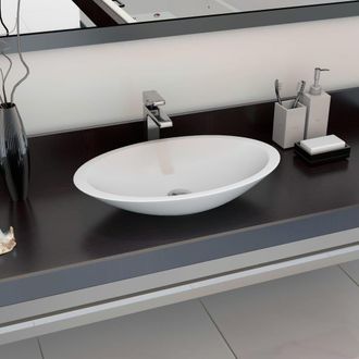 Berkfield Home Wash Basin 59.3x35.1x10.7 cm Mineral Cast/Marble Cast White