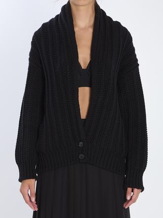 Dolce & Gabbana Womens Virgin Wool Cardigan - Black - Size Small
