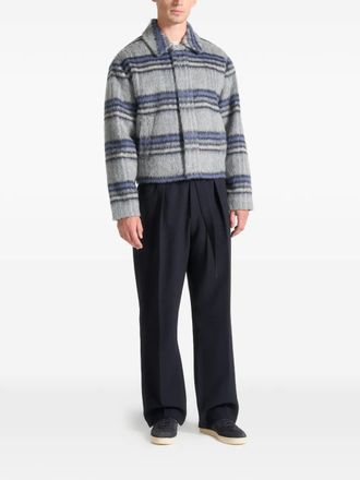 Mani&egrave;re De Voir brushed checked jacket - Grey