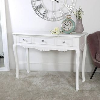 Melody Maison Large White 3 Drawer Console/Dressing Table - Victoria Range