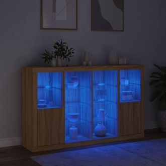 Berkfield Home Sideboards with LED Lights 3 pcs Sonoma Oak Engineered Wood in Light Tan
