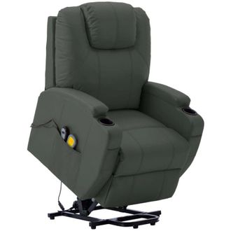 vidaXL Sill&oacute;n Elevable De Cuero Sint&eacute;tico Gris Antracita Vidaxl