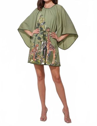 Adelyn Rae Irene Round Neck Printed Mini Dress In Matcha
