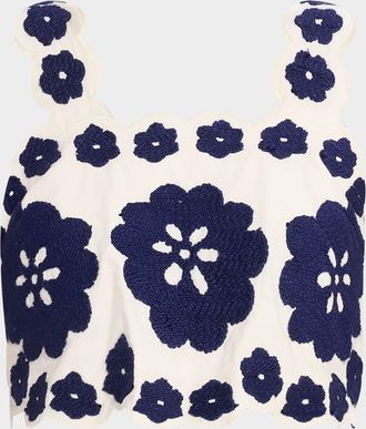 Sea New York Catrine Embroidered Crop Top