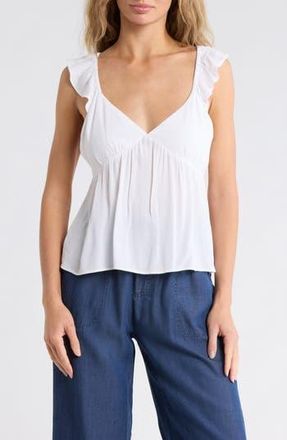 Abound Flutter Sleeve Babydoll Tank Top in White at Nordstrom Rack, Size X-Large