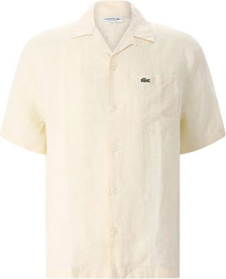 Lacoste Kortemouw shirts - Heren - Korte mouwen Overhemden - Beige - 2XL - Linnen - Overhemden
