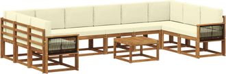 vidaXL Conjunto De Sof&aacute;s De Exterior 11 Uds. Natural Y Crema Vidaxl