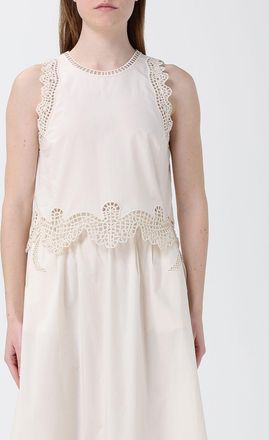 Forte_Forte Top cropped Forte Forte in cotone con inserti in macram&egrave;