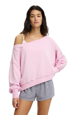 Cotton On Womens Off Shoulder Sweatshirt in Washed Lavendula at Nordstrom, Size X-Large
