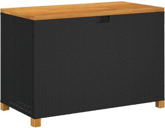 vidaXL Caja de almacenaje jardín madera acacia ratán negro 110x55x63cm vidaXL