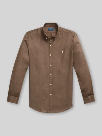 Polo Ralph Lauren Slim Fit Freizeithemd aus reinem Leinen in Mittelbraun, Gr&ouml;&szlig;e XXL