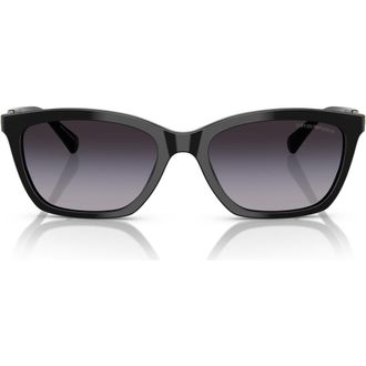 Emporio Armani 56mm Gradient Cat Eye Sunglasses in Shiny Black/grey Gradient at Nordstrom