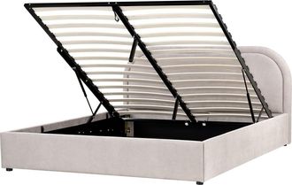 Beliani Cama matrimonial de tejido beige 160x200