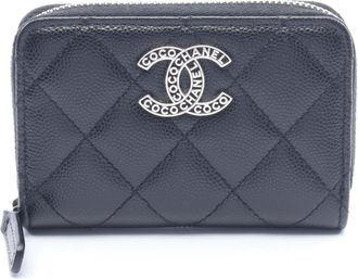 Chanel Matelasse Black Grained Calfskin Coin Purse/Coin Case (Pre-Owned)