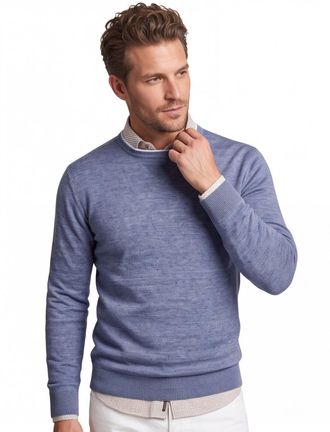 Gentiluomo trui blauw regular fit gem&ecirc;leerd ronde hals